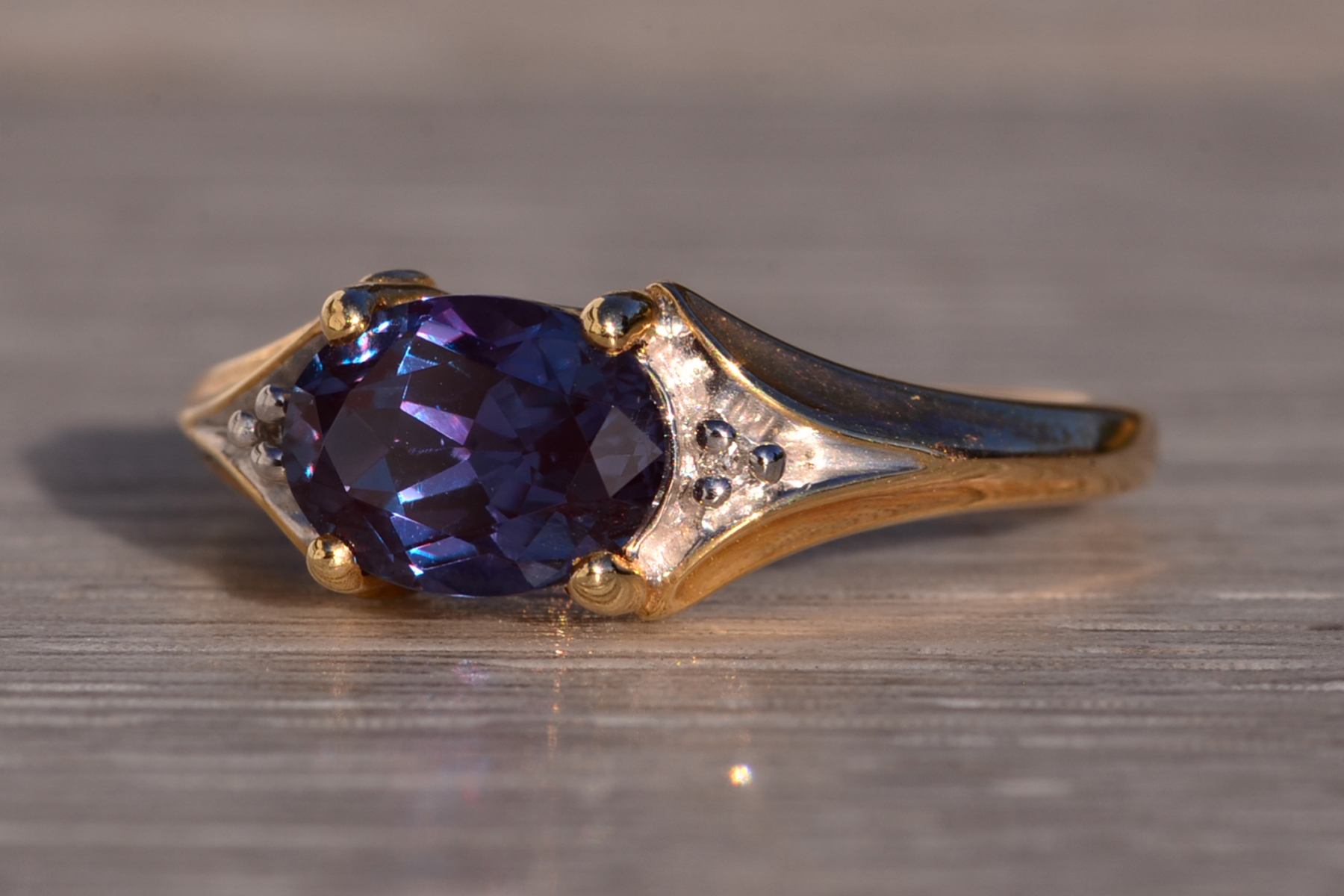 SOLD - The 120th Avenue: Lab Alexandrite and Natural Diamond Ring - Image 3