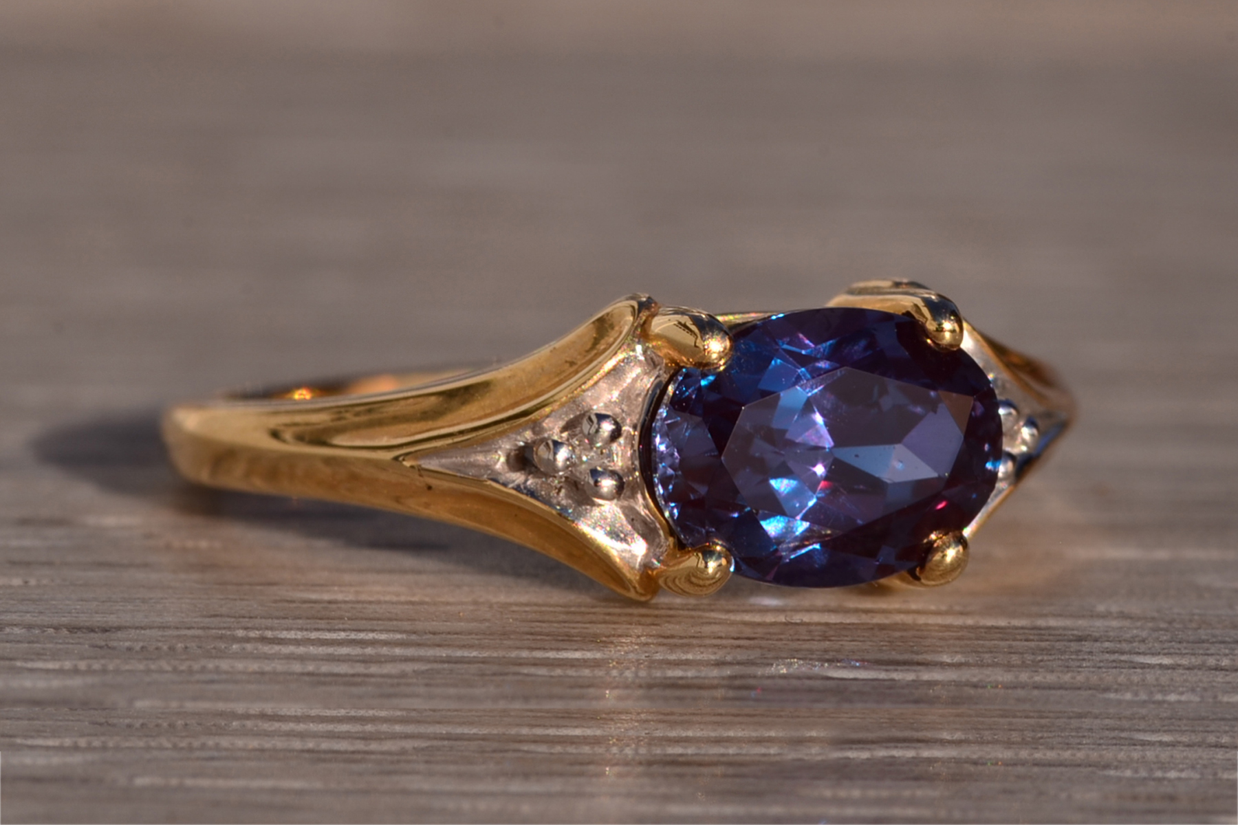 SOLD - The 120th Avenue: Lab Alexandrite and Natural Diamond Ring - Image 6