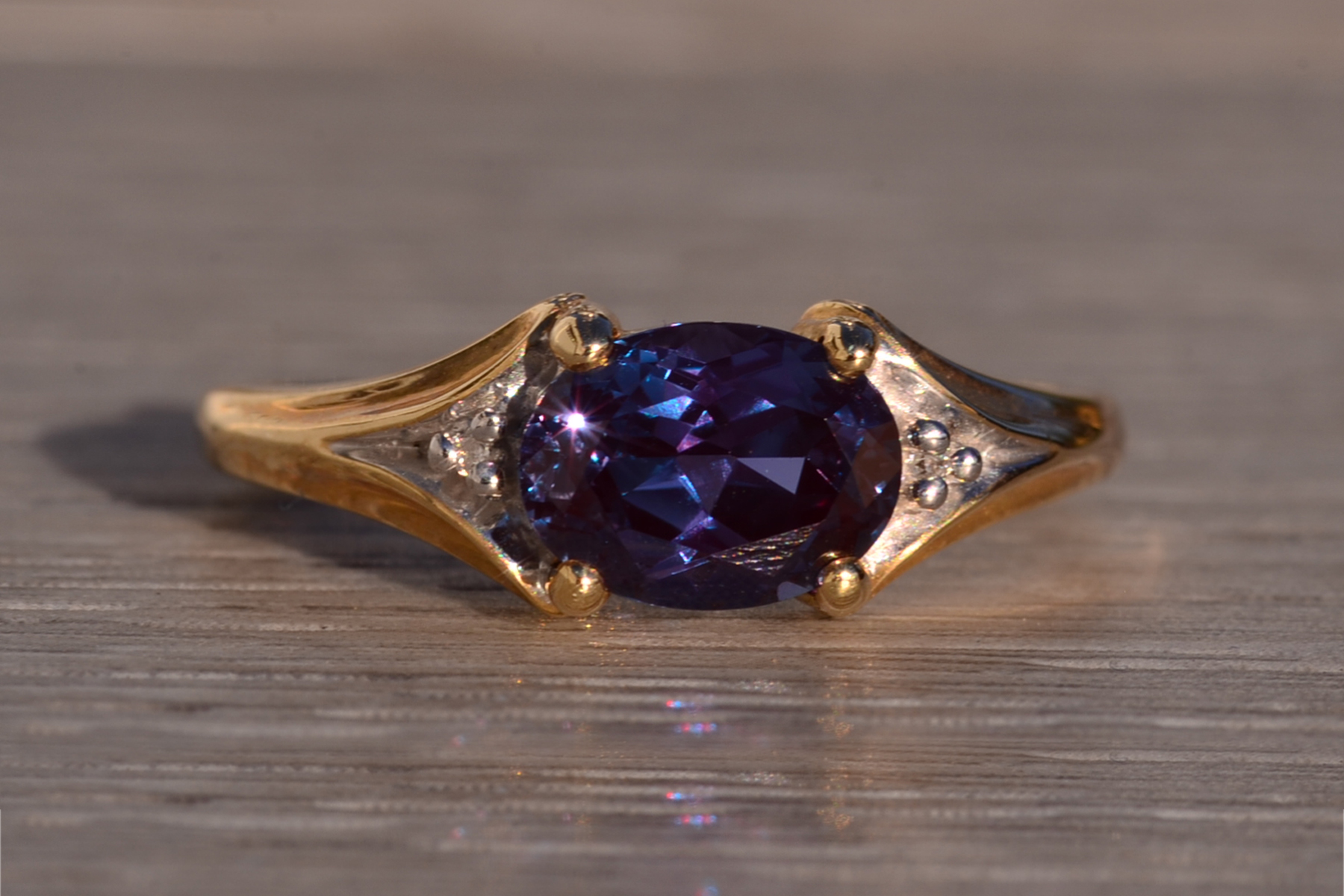 SOLD - The 120th Avenue: Lab Alexandrite and Natural Diamond Ring - Image 7