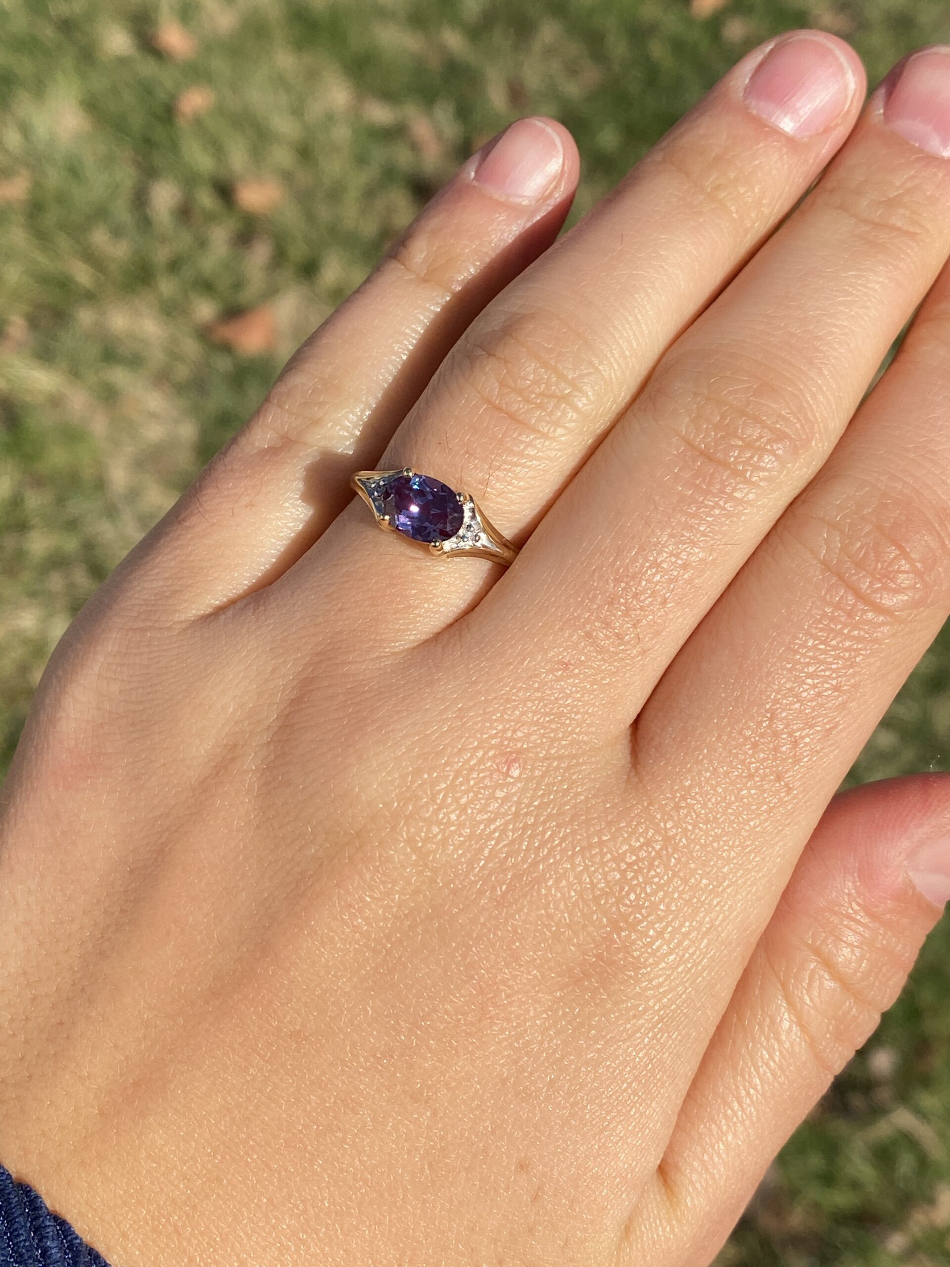 SOLD - The 120th Avenue: Lab Alexandrite and Natural Diamond Ring - Image 9