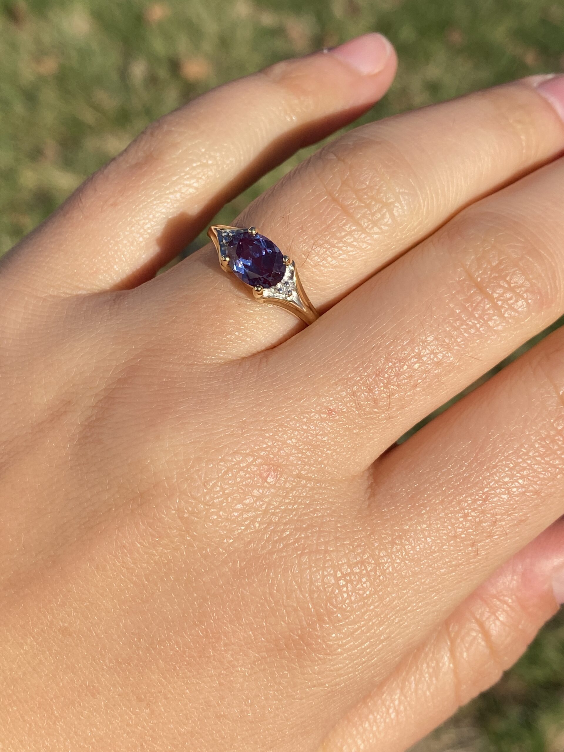 SOLD - The 120th Avenue: Lab Alexandrite and Natural Diamond Ring - Image 10