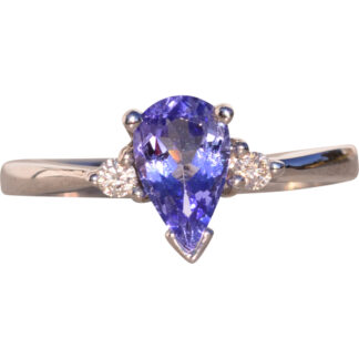 The 136th Avenue: Pear Shaped Tanzanite and Natural Diamond Ring in White Gold