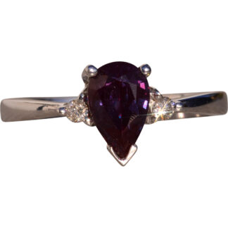 The 133rd Avenue: Pear Shaped Lab Alexandrite and Natural Diamond Ring in White Gold