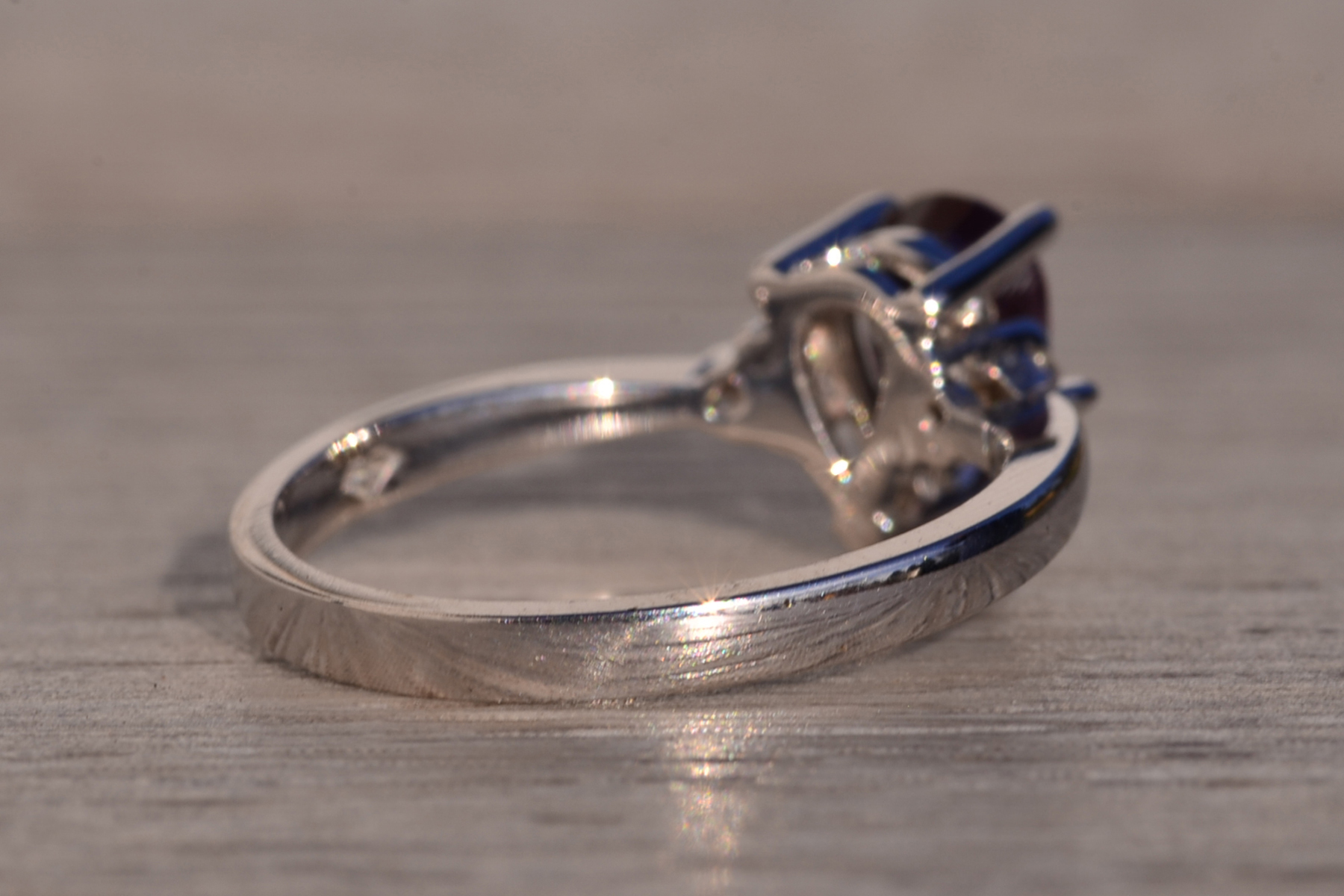 The 133rd Avenue: Pear Shaped Lab Alexandrite and Natural Diamond Ring in White Gold - Image 5