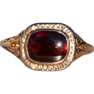 SOLD - The 177th Avenue: Antique Filigree Garnet Ring in Yellow Gold