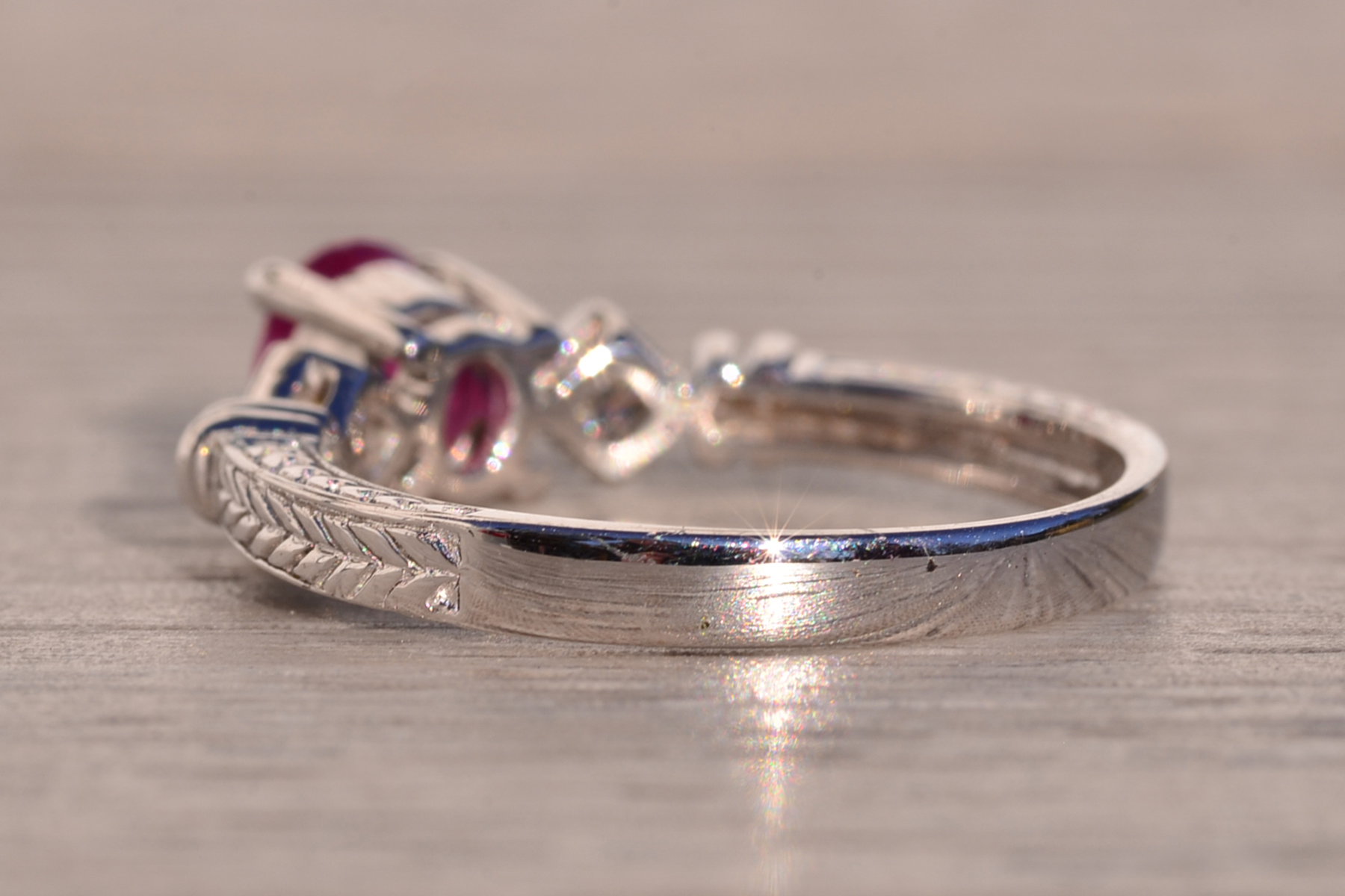 The 183rd Street: Oval Natural Ruby and Natural Diamond Ring in White Gold - Image 4