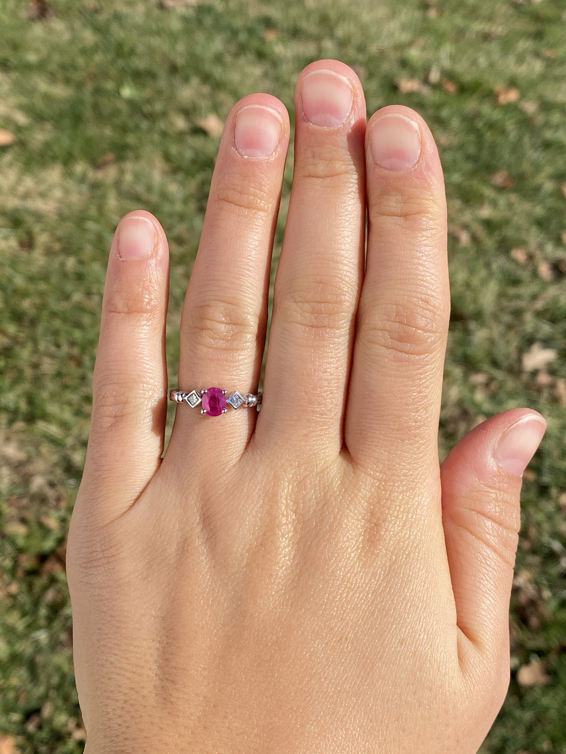 The 183rd Street: Oval Natural Ruby and Natural Diamond Ring in White Gold - Image 8