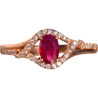 The 184th Avenue: Oval Natural Ruby and Diamond Ring in Rose Gold