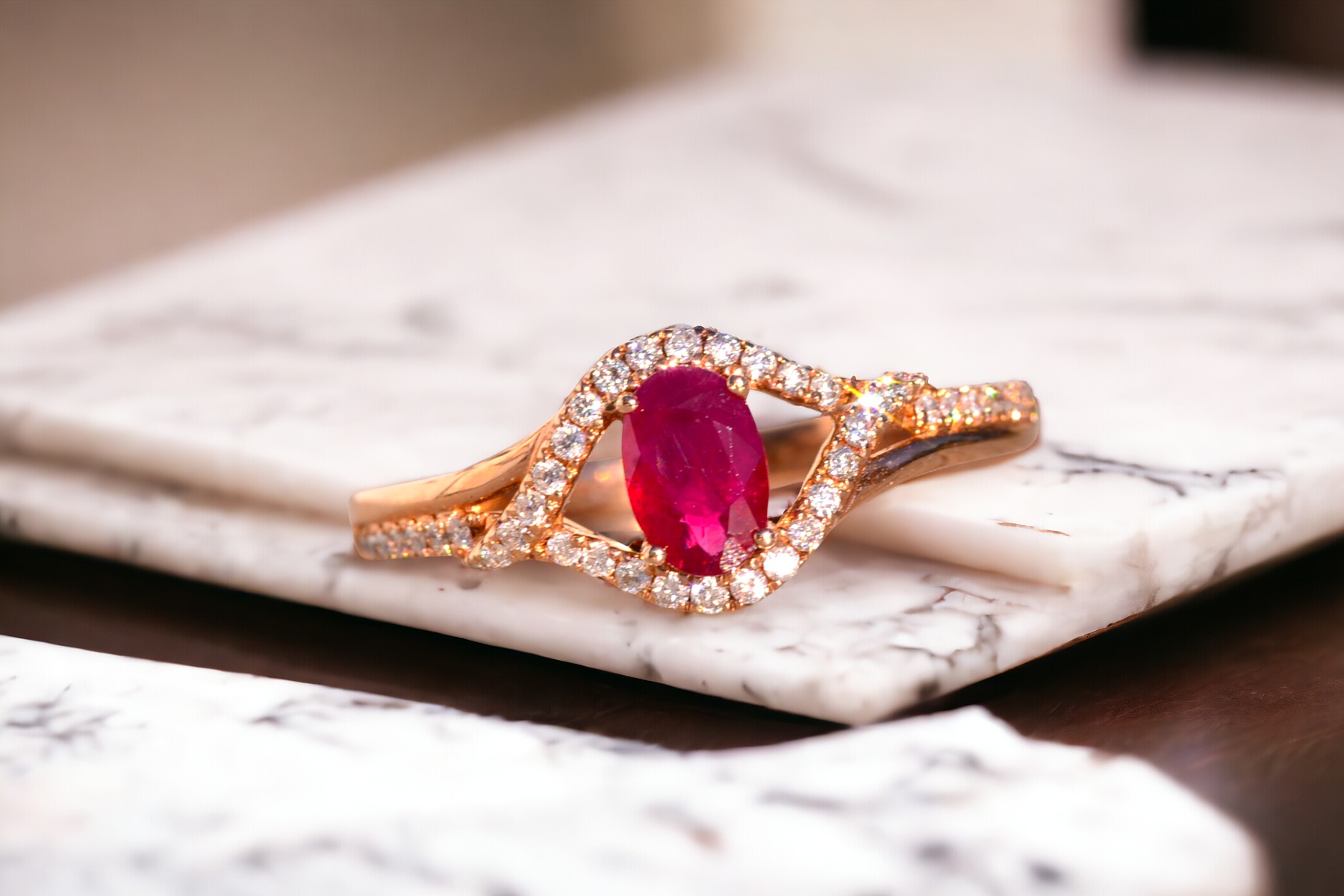 The 184th Avenue: Oval Natural Ruby and Diamond Ring in Rose Gold - Image 11