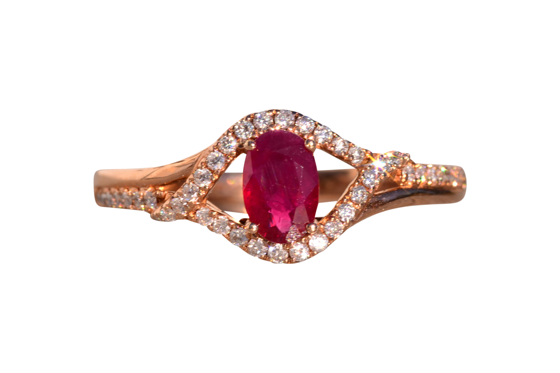 The 184th Avenue: Oval Natural Ruby and Diamond Ring in Rose Gold