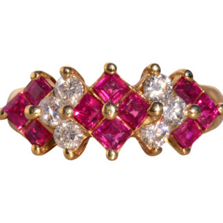 The 185th Avenue: Natural Ruby and Diamond Cocktail Ring in Yellow Gold