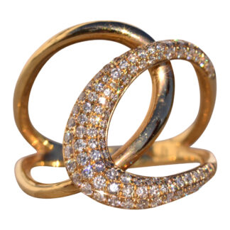 The 188th Avenue: Natural Diamond Cross Over Ring in Yellow Gold