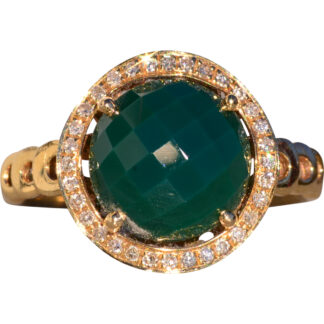 The 191st Avenue: Chalcedony and Natural Diamond Ring in Yellow Gold