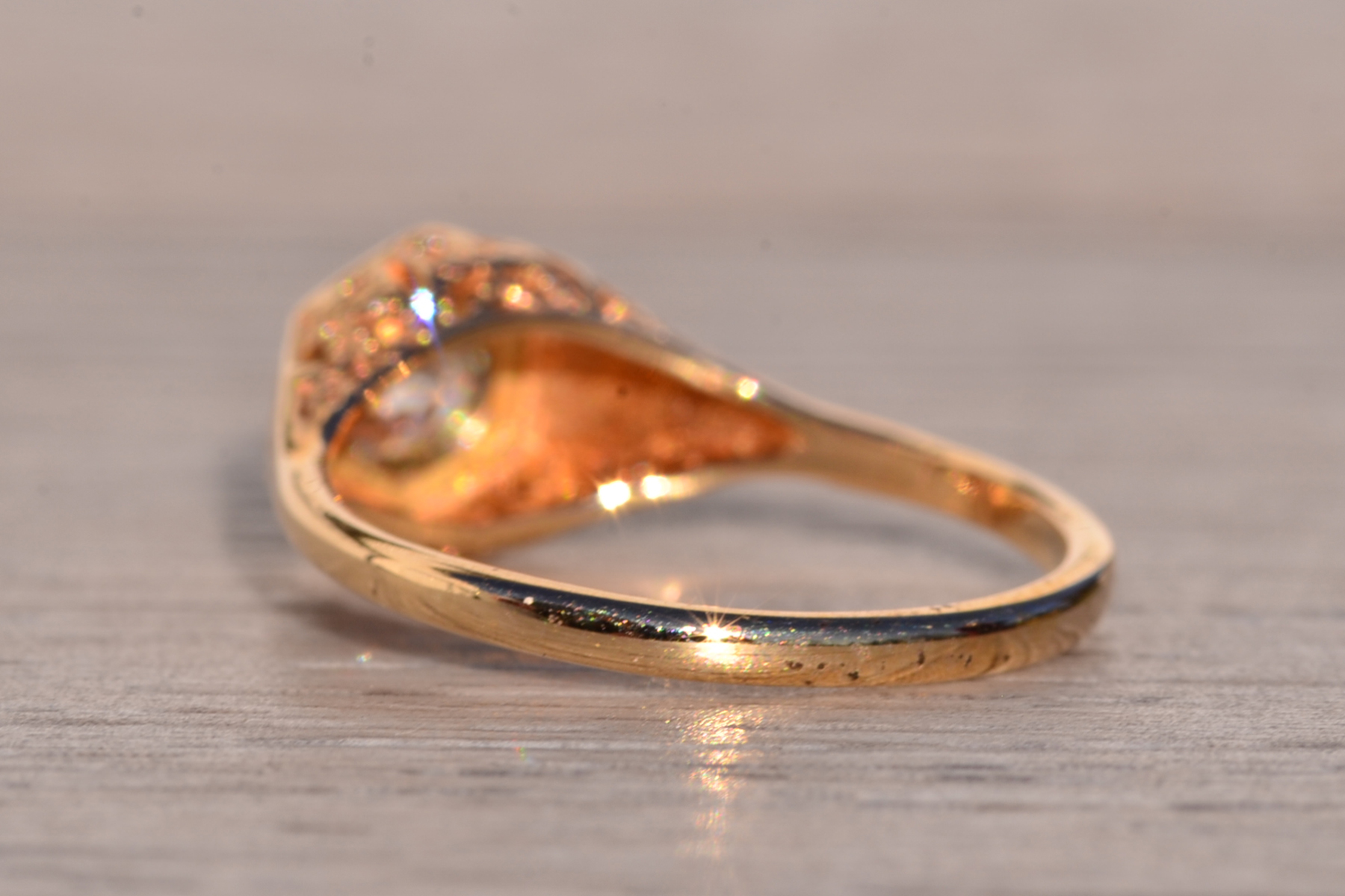 SOLD - The 192nd Avenue: Antique Filigree Ring in Yellow Gold with Natural Diamond - Image 4
