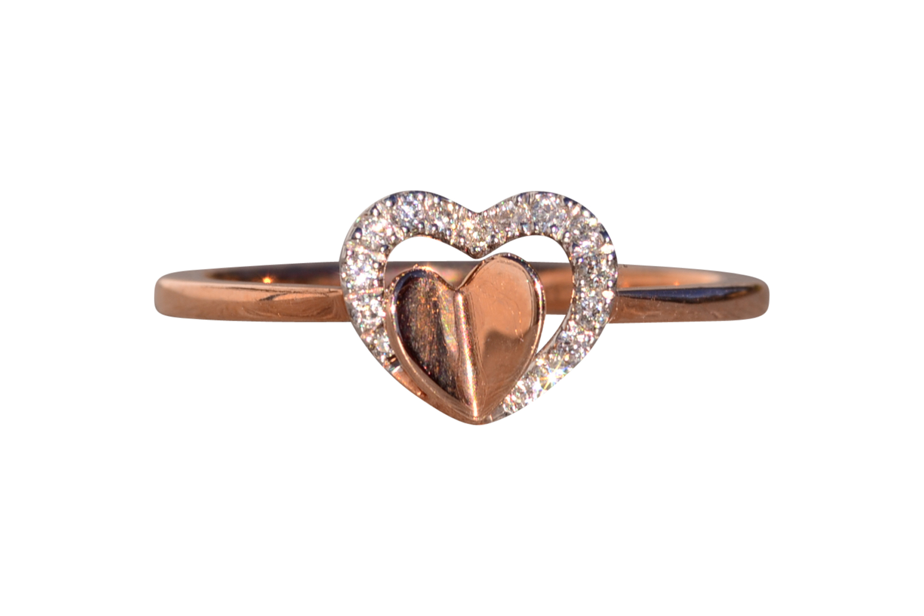 The 194th Avenue: Gabriel and Co Double Heart and Diamond Ring in Rose Gold