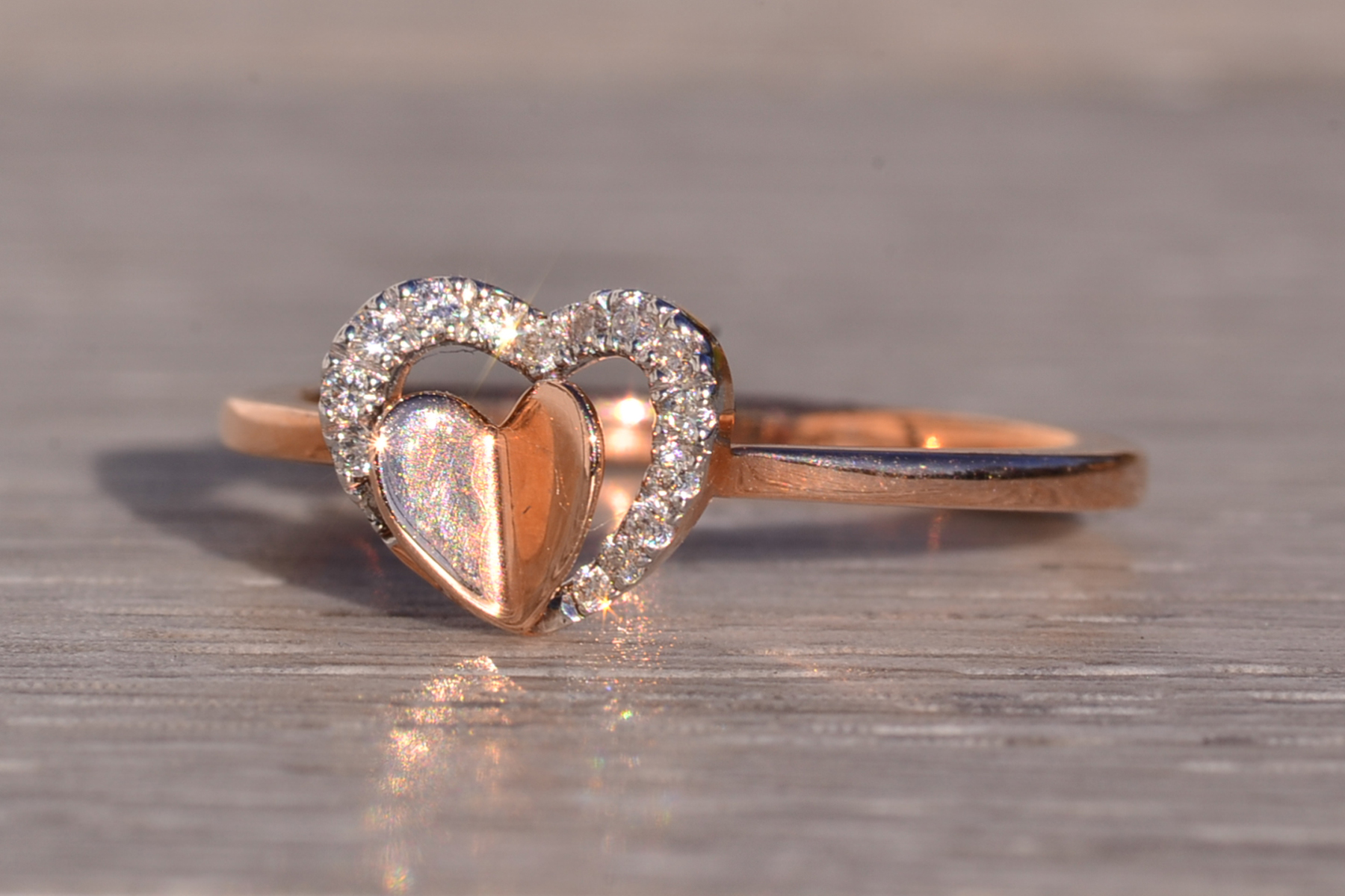 The 194th Avenue: Gabriel and Co Double Heart and Diamond Ring in Rose Gold - Image 3