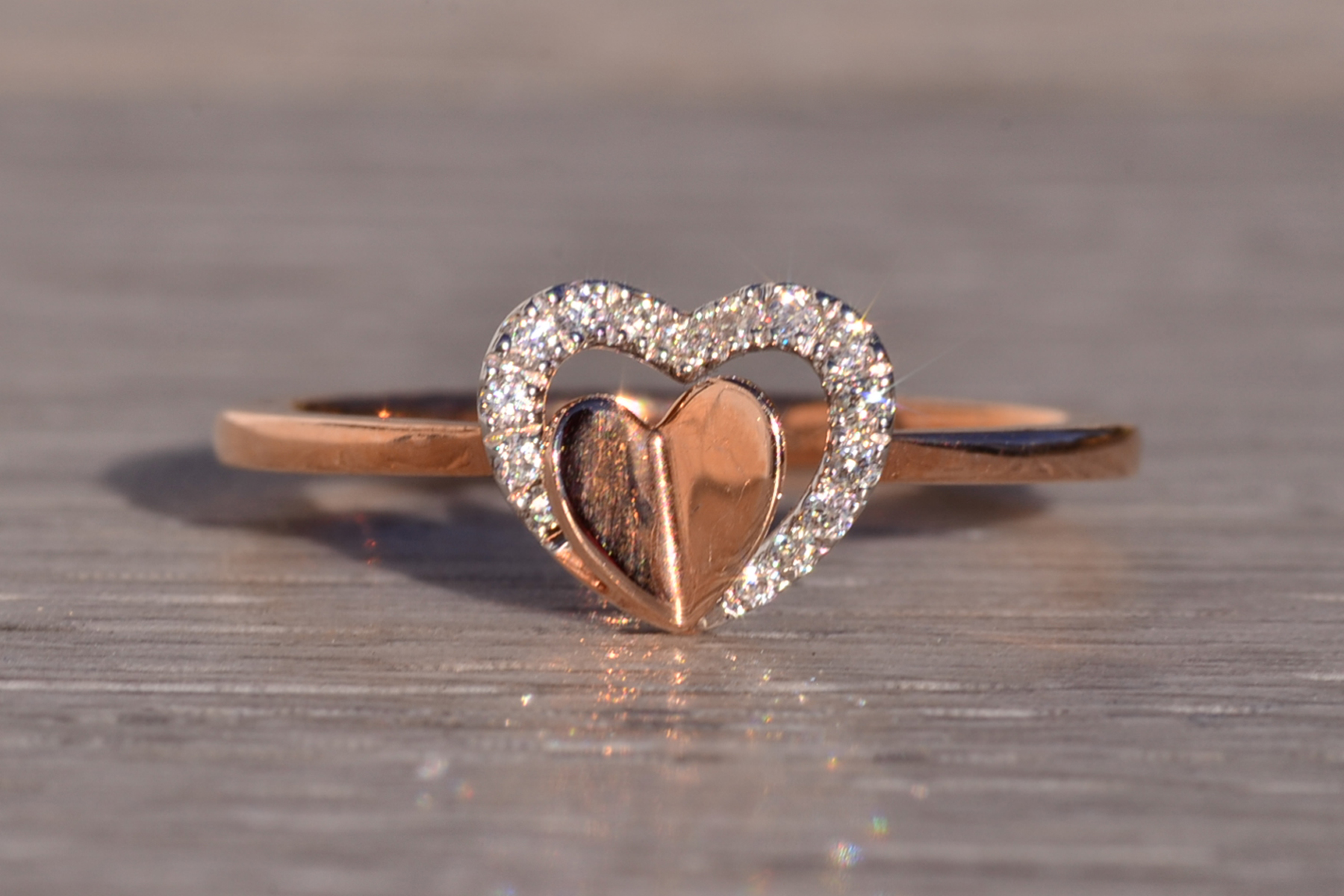 The 194th Avenue: Gabriel and Co Double Heart and Diamond Ring in Rose Gold - Image 7