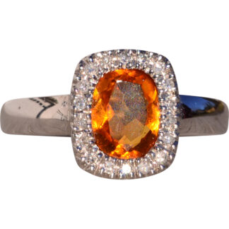 The 196th Avenue: Elongated Cushion Cut Citrine and Natural Diamond Halo Ring in White Gold