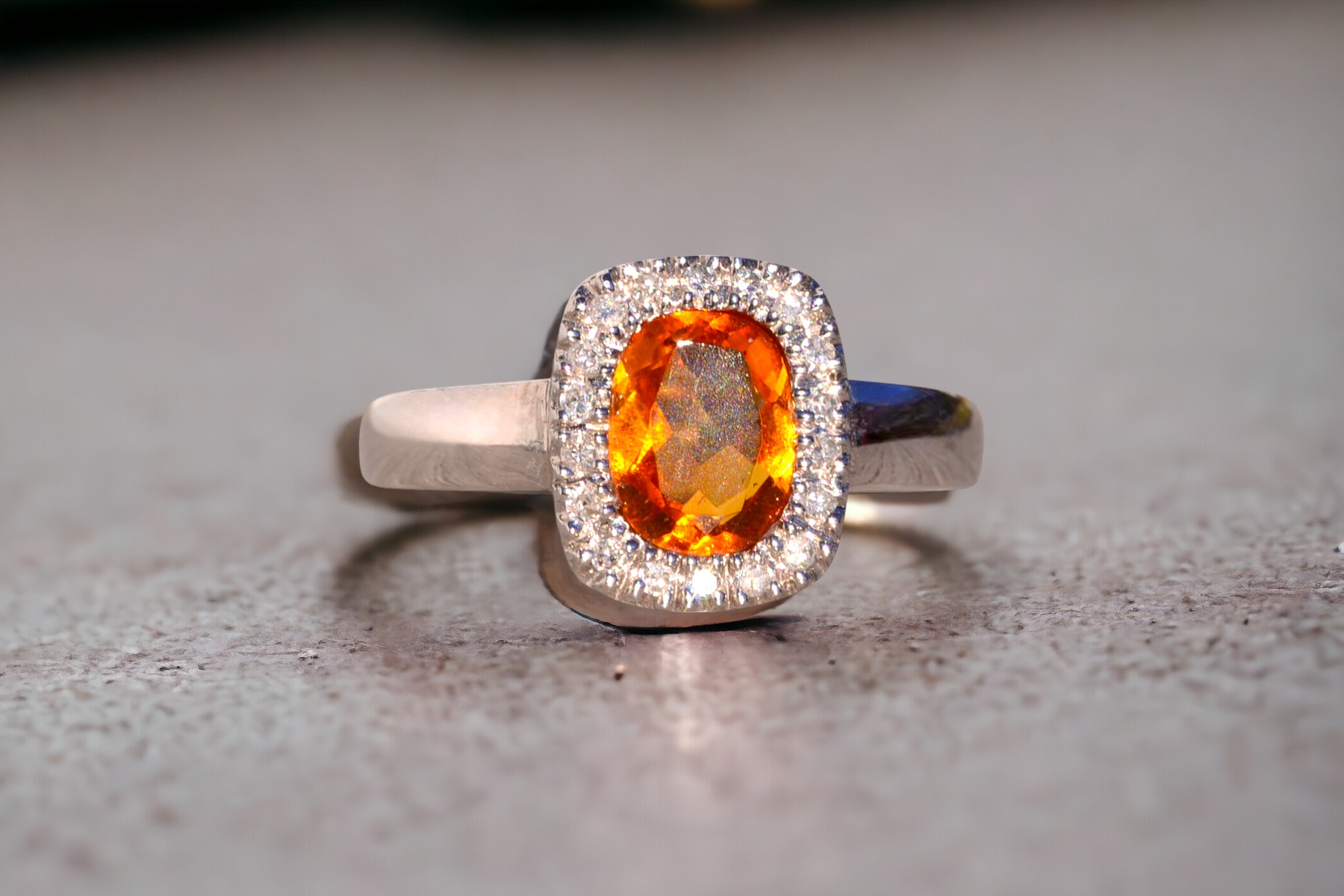 The 196th Avenue: Elongated Cushion Cut Citrine and Natural Diamond Halo Ring in White Gold - Image 11