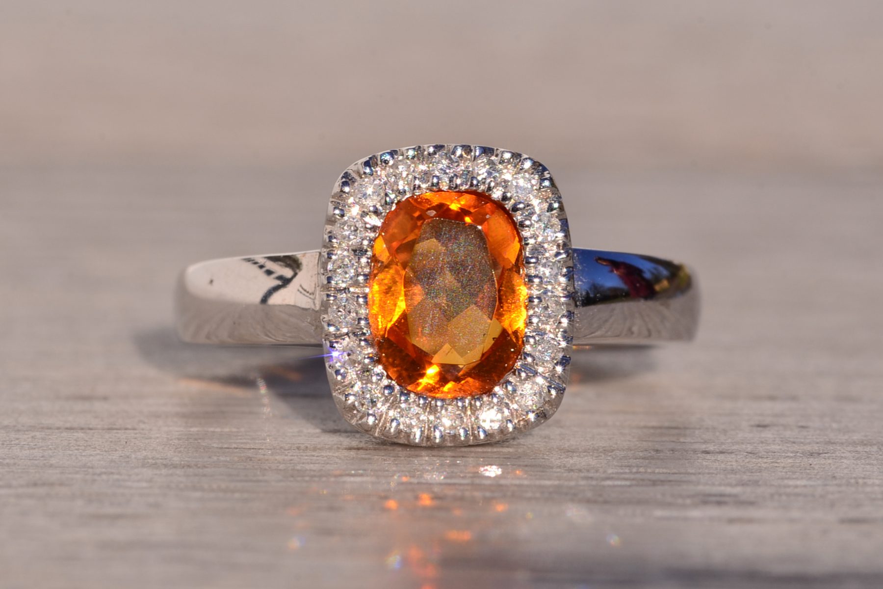 The 196th Avenue: Elongated Cushion Cut Citrine and Natural Diamond Halo Ring in White Gold - Image 7
