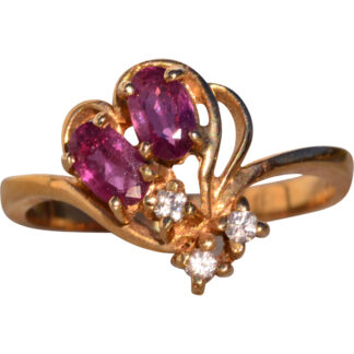 The 197th Avenue: Ruby and Natural Diamond Flare Ring in Yellow Gold