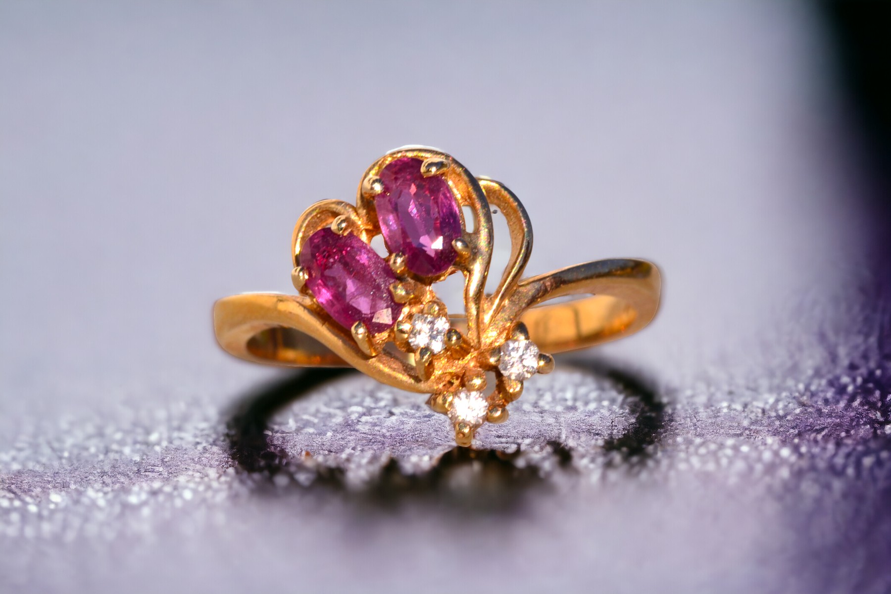 The 197th Avenue: Ruby and Natural Diamond Flare Ring in Yellow Gold - Image 11