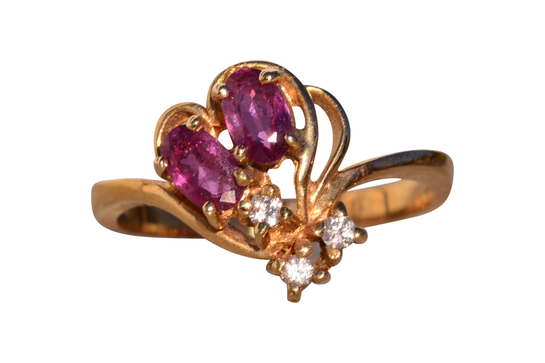 The 197th Avenue: Ruby and Natural Diamond Flare Ring in Yellow Gold