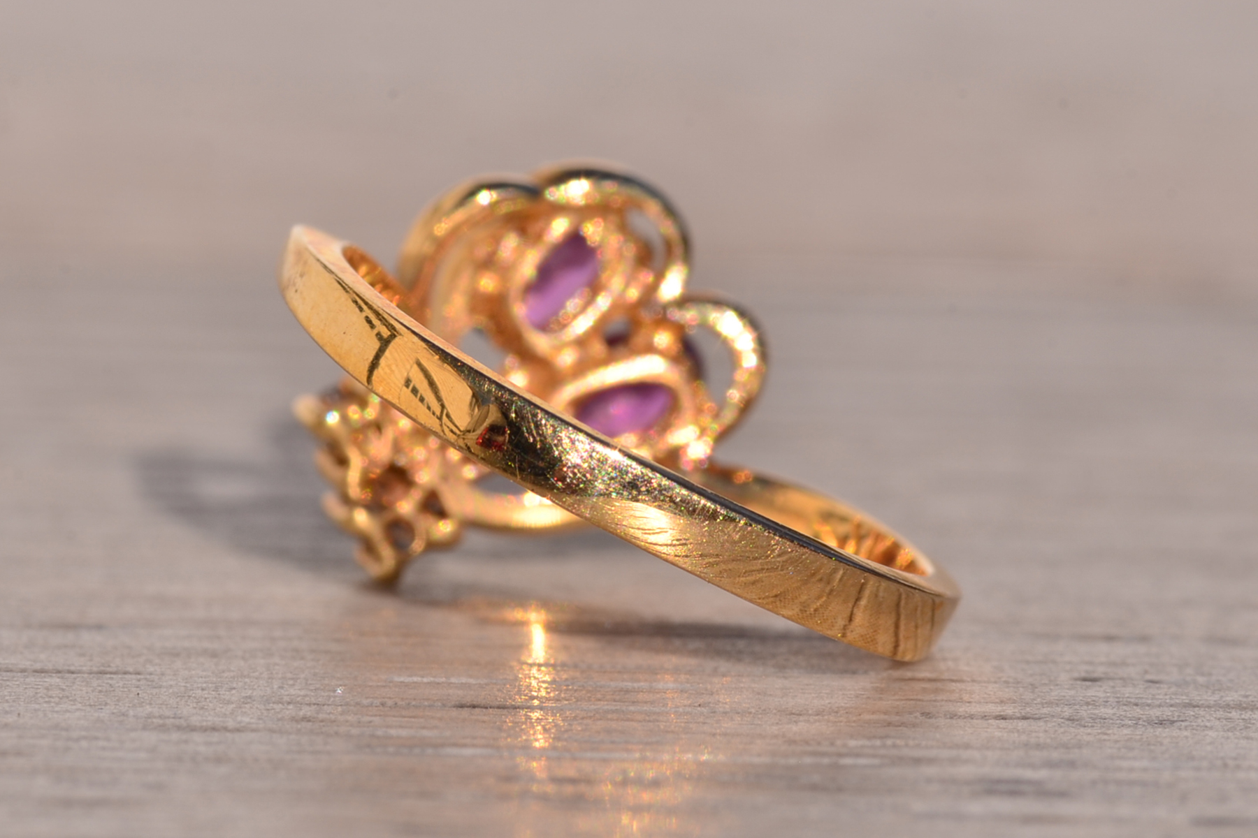 The 197th Avenue: Ruby and Natural Diamond Flare Ring in Yellow Gold - Image 4