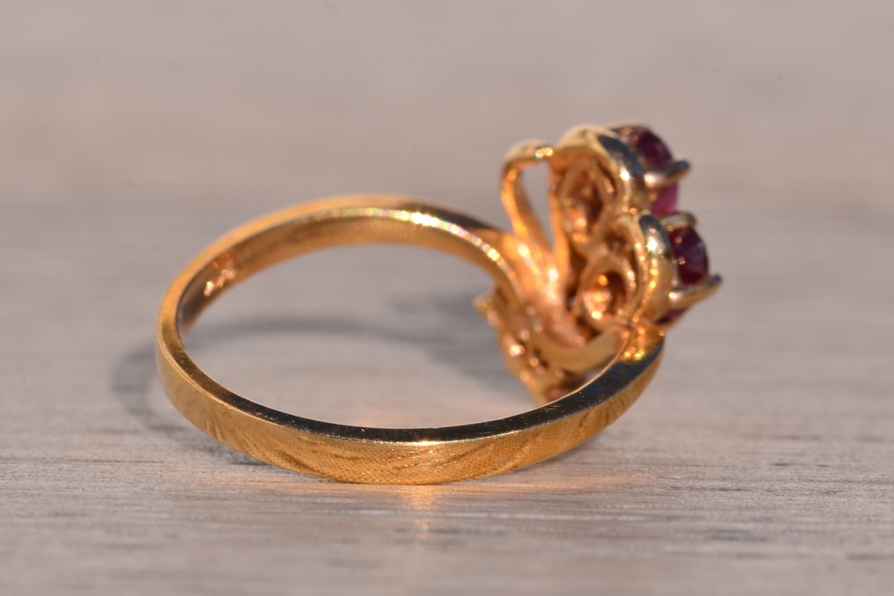 The 197th Avenue: Ruby and Natural Diamond Flare Ring in Yellow Gold - Image 5