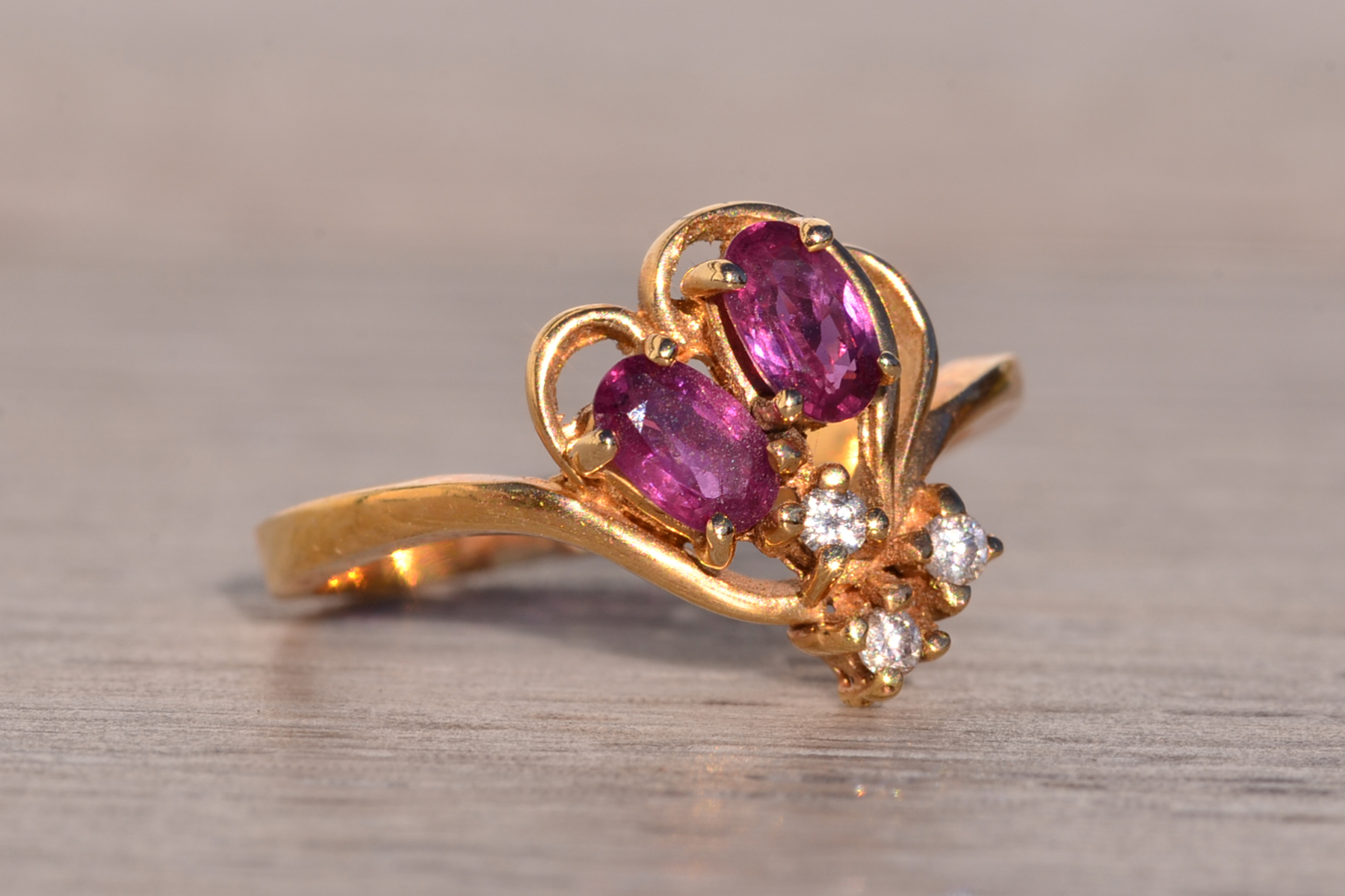 The 197th Avenue: Ruby and Natural Diamond Flare Ring in Yellow Gold - Image 6