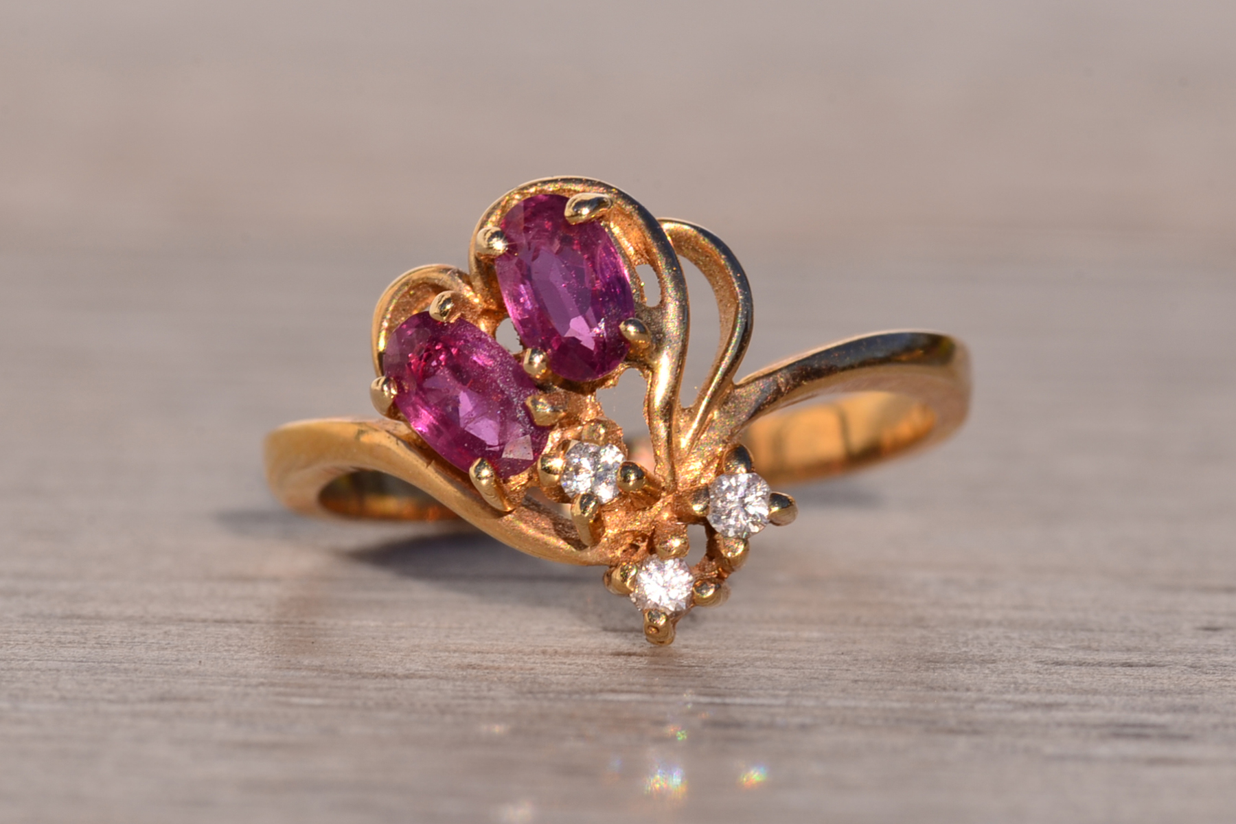 The 197th Avenue: Ruby and Natural Diamond Flare Ring in Yellow Gold - Image 7