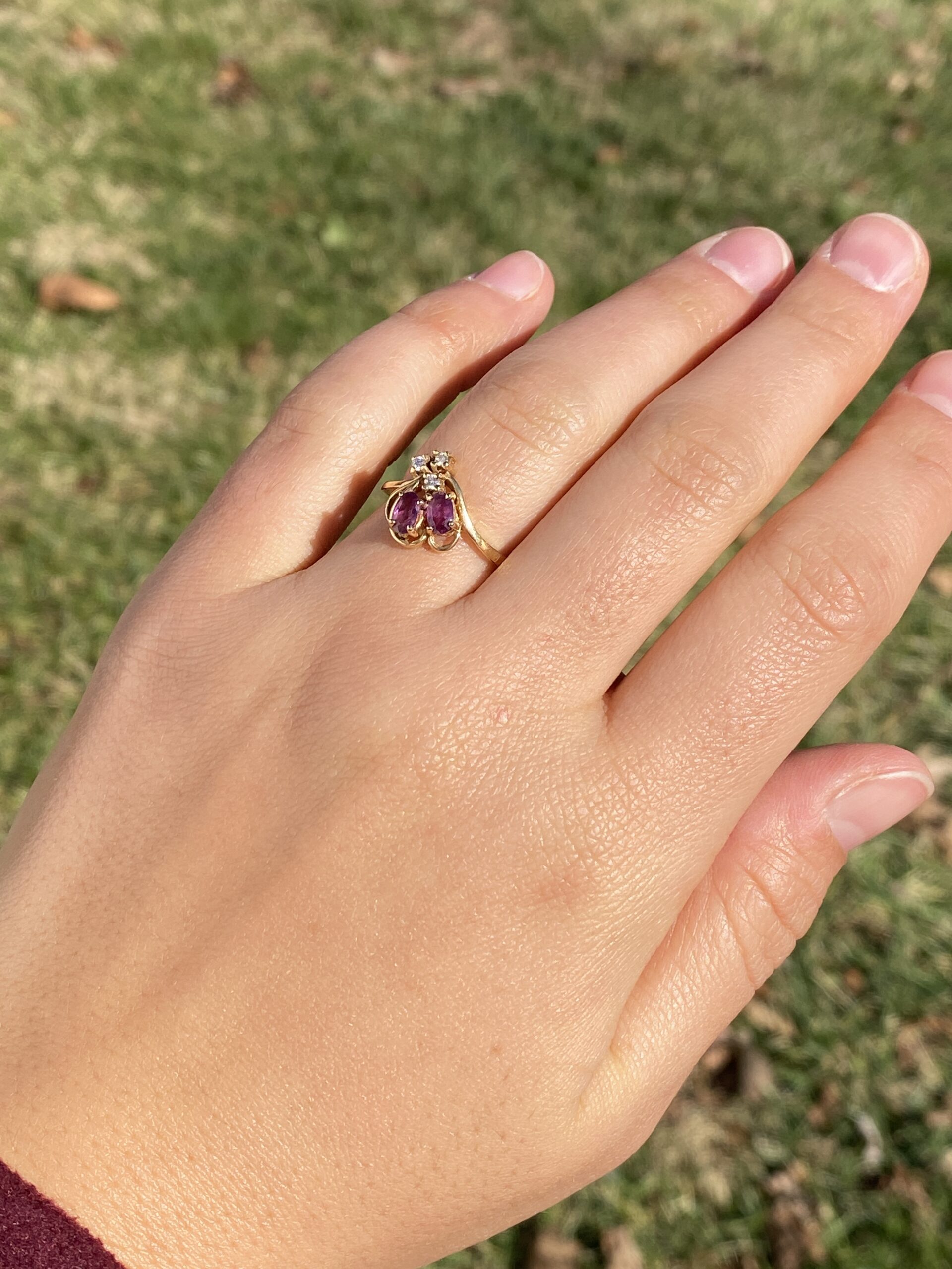 The 197th Avenue: Ruby and Natural Diamond Flare Ring in Yellow Gold - Image 9