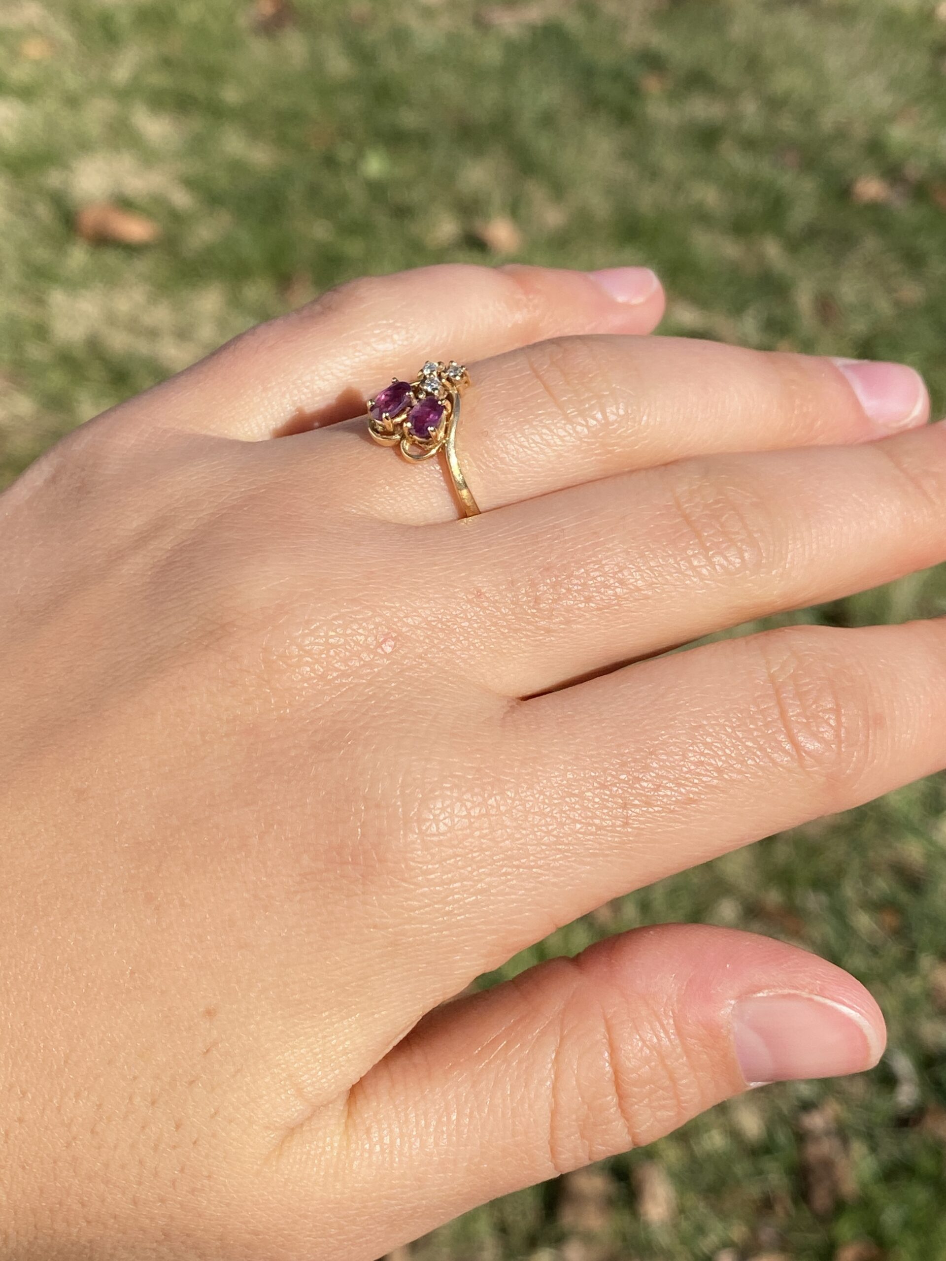 The 197th Avenue: Ruby and Natural Diamond Flare Ring in Yellow Gold - Image 10