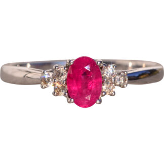 The 198th Avenue: Oval Vivid Ruby and Natural Diamond Ring in White Gold