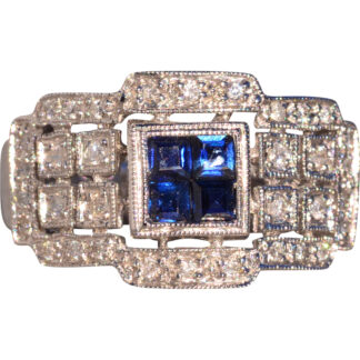 The 199th Avenue: Contemporary Sapphire and Natural Diamond Ring in White Gold
