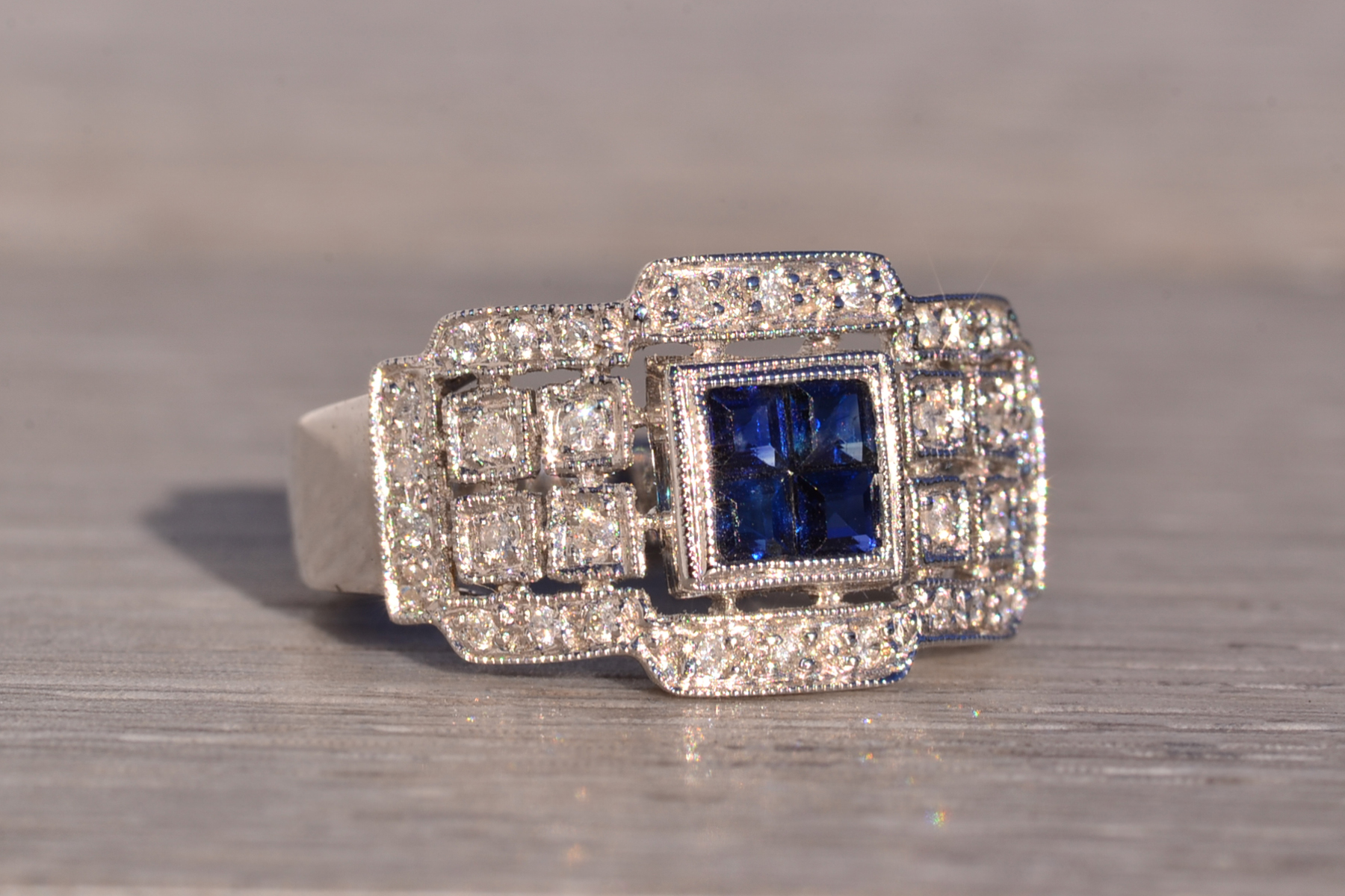 The 199th Avenue: Contemporary Sapphire and Natural Diamond Ring in White Gold - Image 6