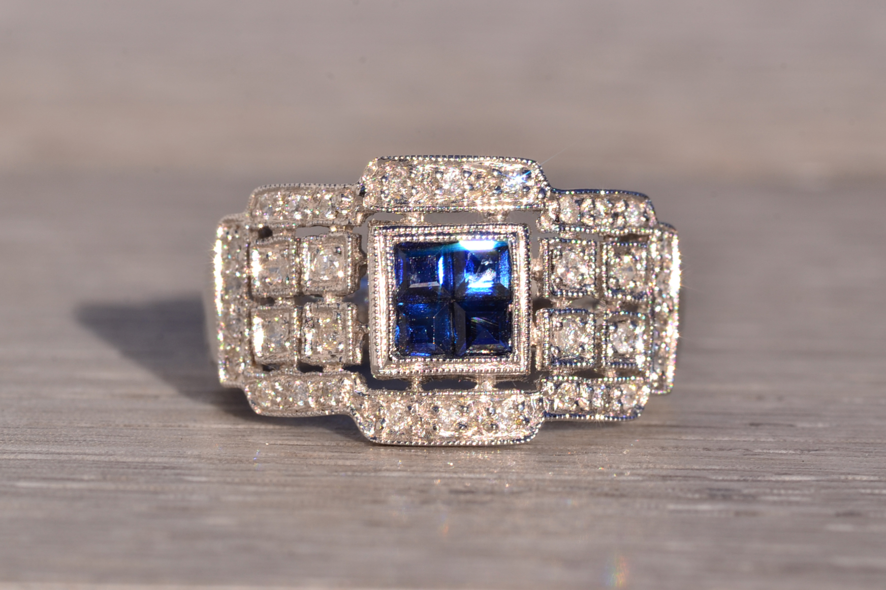 The 199th Avenue: Contemporary Sapphire and Natural Diamond Ring in White Gold - Image 7