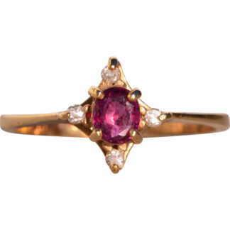 SOLD - Tres Avineda: Oval Ruby and Natural Diamond Ring in Yellow Gold