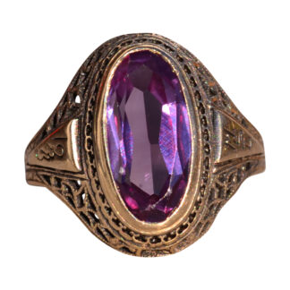 The Mount Elbert: Elongated Oval Sapphire in Antique Filigree Ring