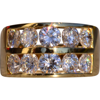 SOLD - The Kaweah River: Impressive Diamond Double Row Ring in Yellow Gold
