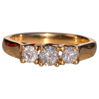 The Klamath River: Vintage Past Present Future Diamond Ring in Yellow Gold
