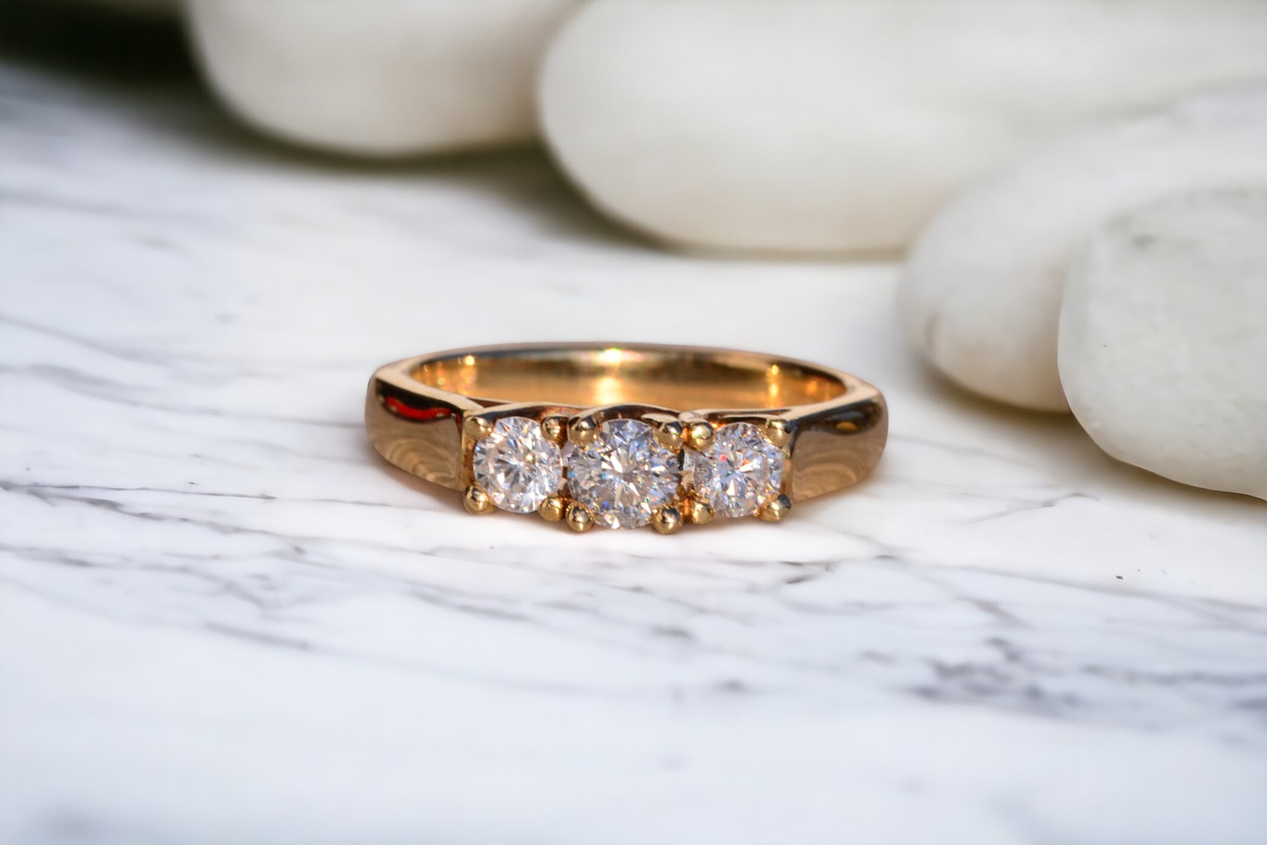 The Klamath River: Vintage Past Present Future Diamond Ring in Yellow Gold - Image 11