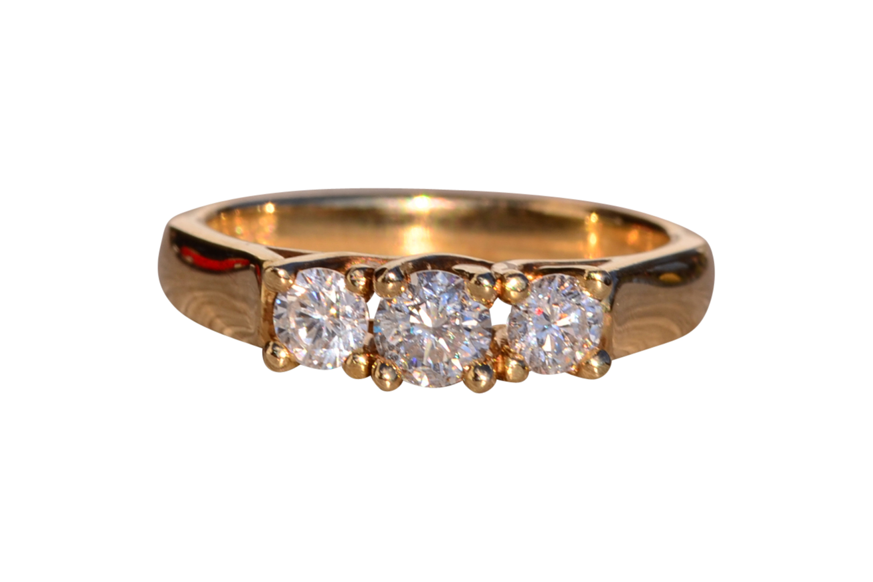 The Klamath River: Vintage Past Present Future Diamond Ring in Yellow Gold