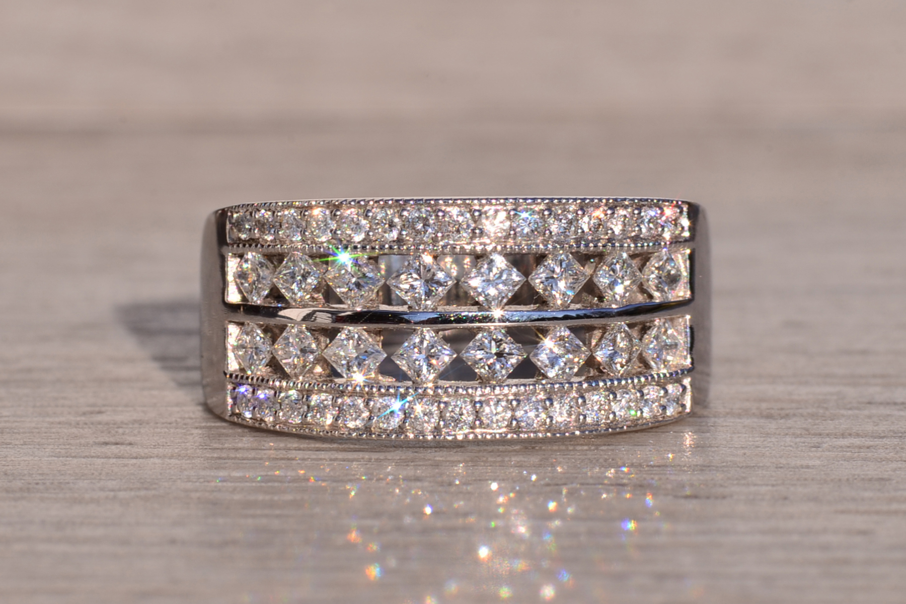 The Ajax Peak: Wide Diamond Band in White Gold - Image 2