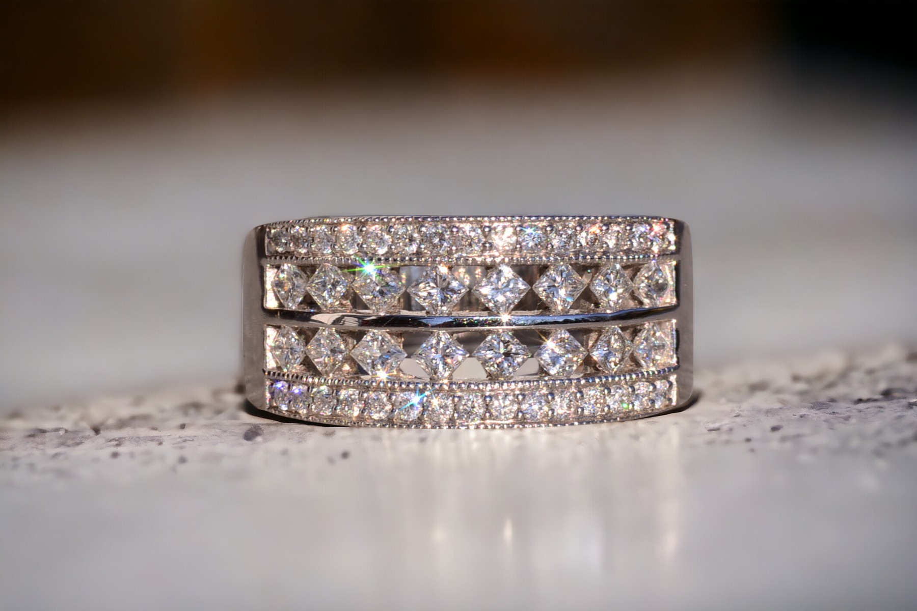 The Ajax Peak: Wide Diamond Band in White Gold - Image 11