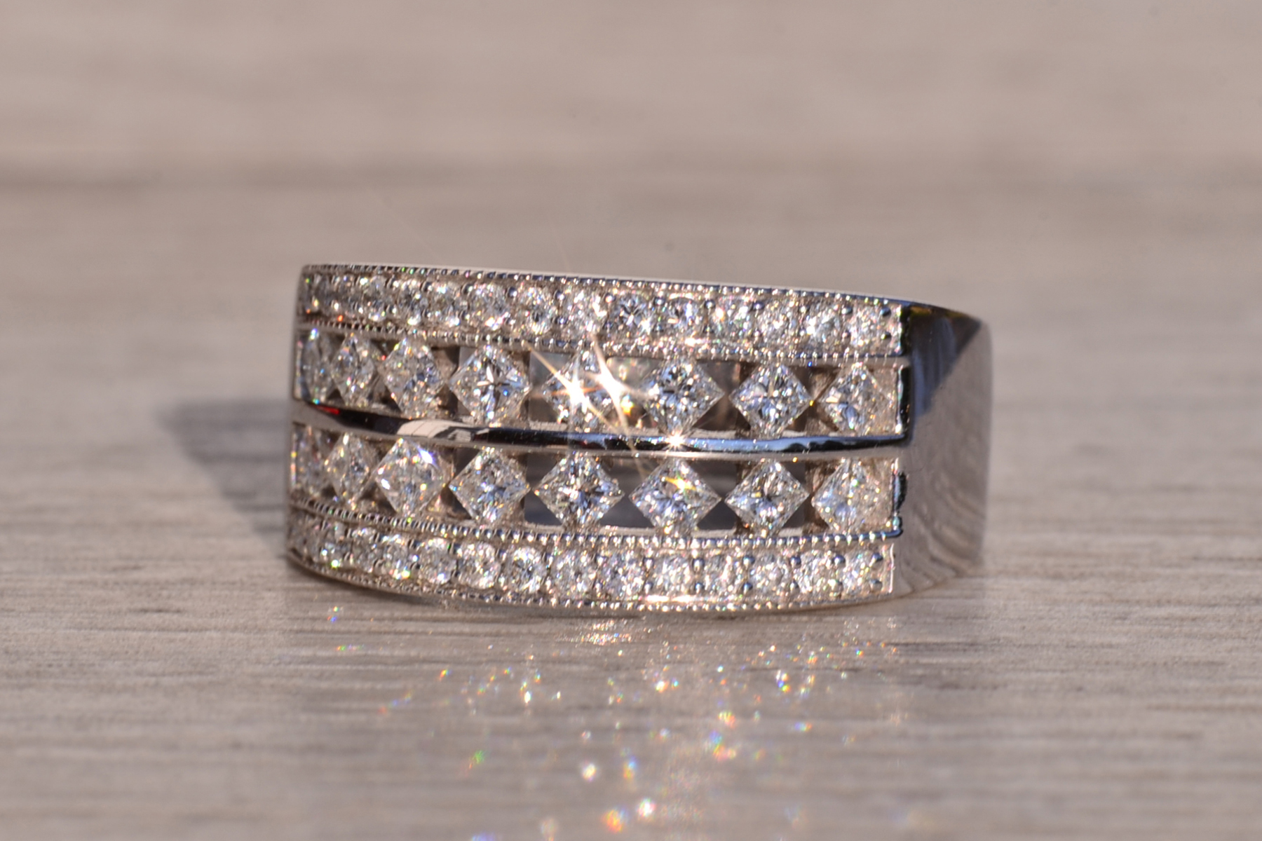The Ajax Peak: Wide Diamond Band in White Gold - Image 3