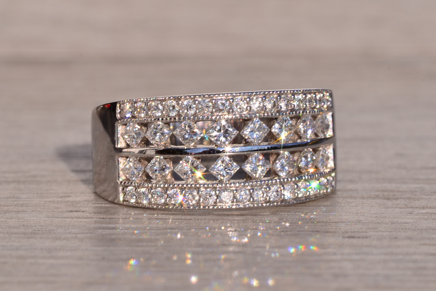 The Ajax Peak: Wide Diamond Band in White Gold - Image 6