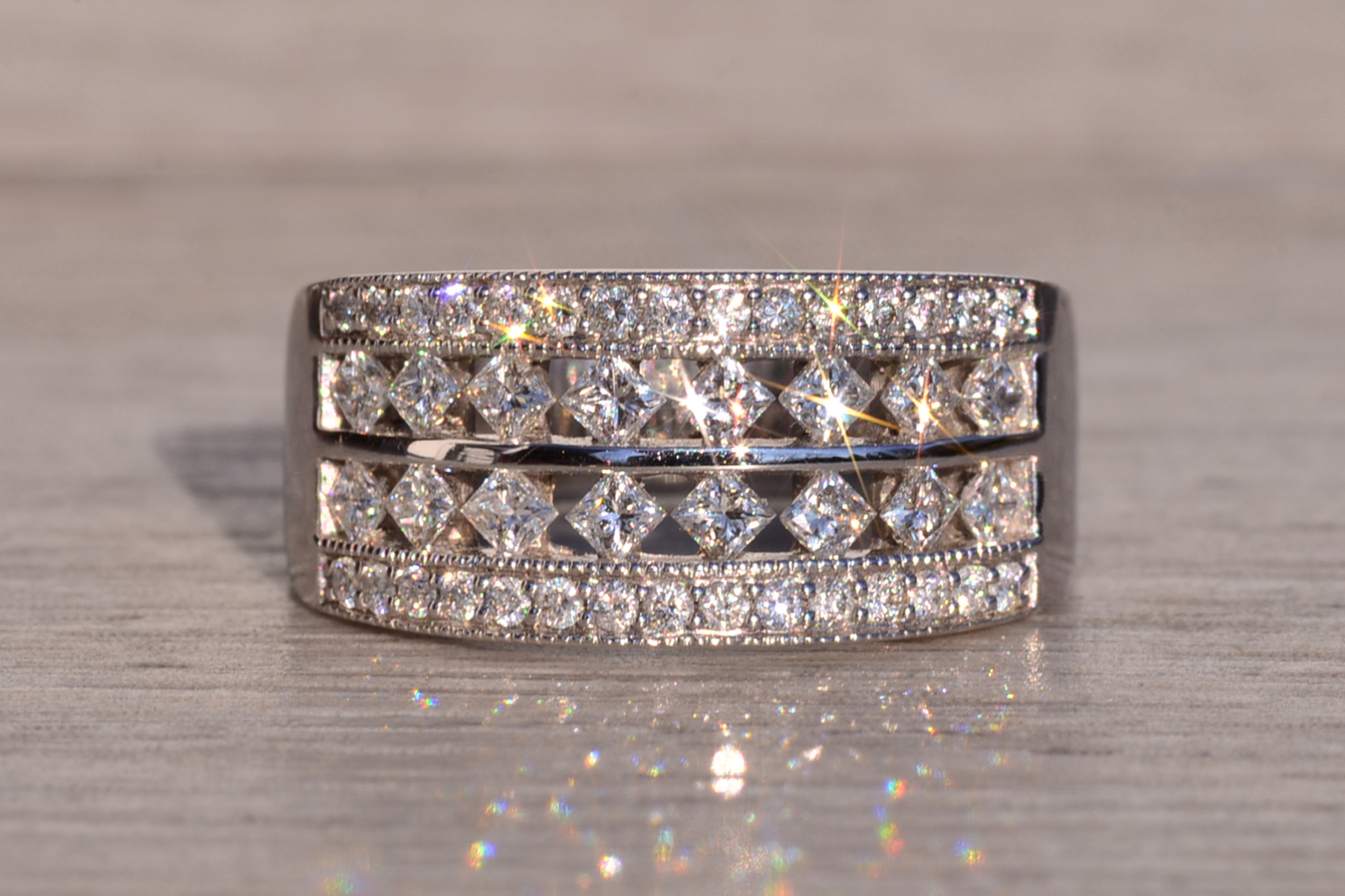 The Ajax Peak: Wide Diamond Band in White Gold - Image 7