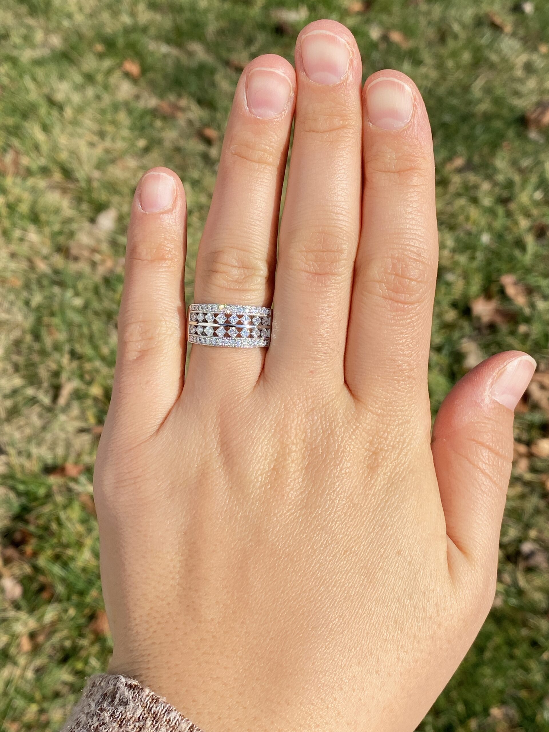 The Ajax Peak: Wide Diamond Band in White Gold - Image 8