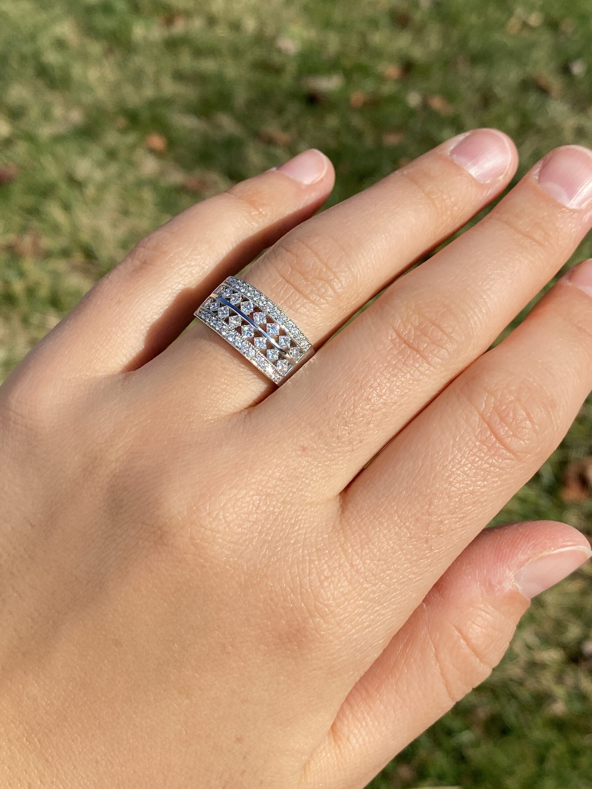 The Ajax Peak: Wide Diamond Band in White Gold - Image 9